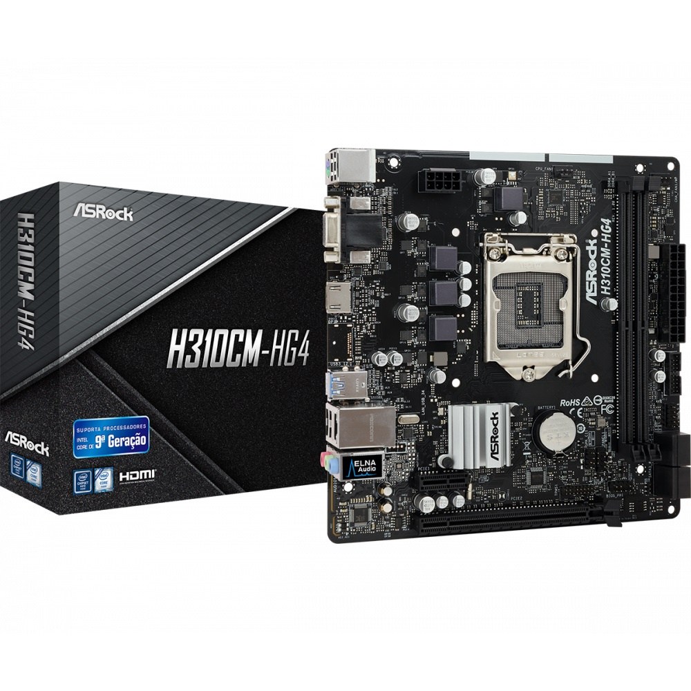 Placa Mãe ASRock H310CM-HG4 Intel LGA 1151, mATX, DDR4 1